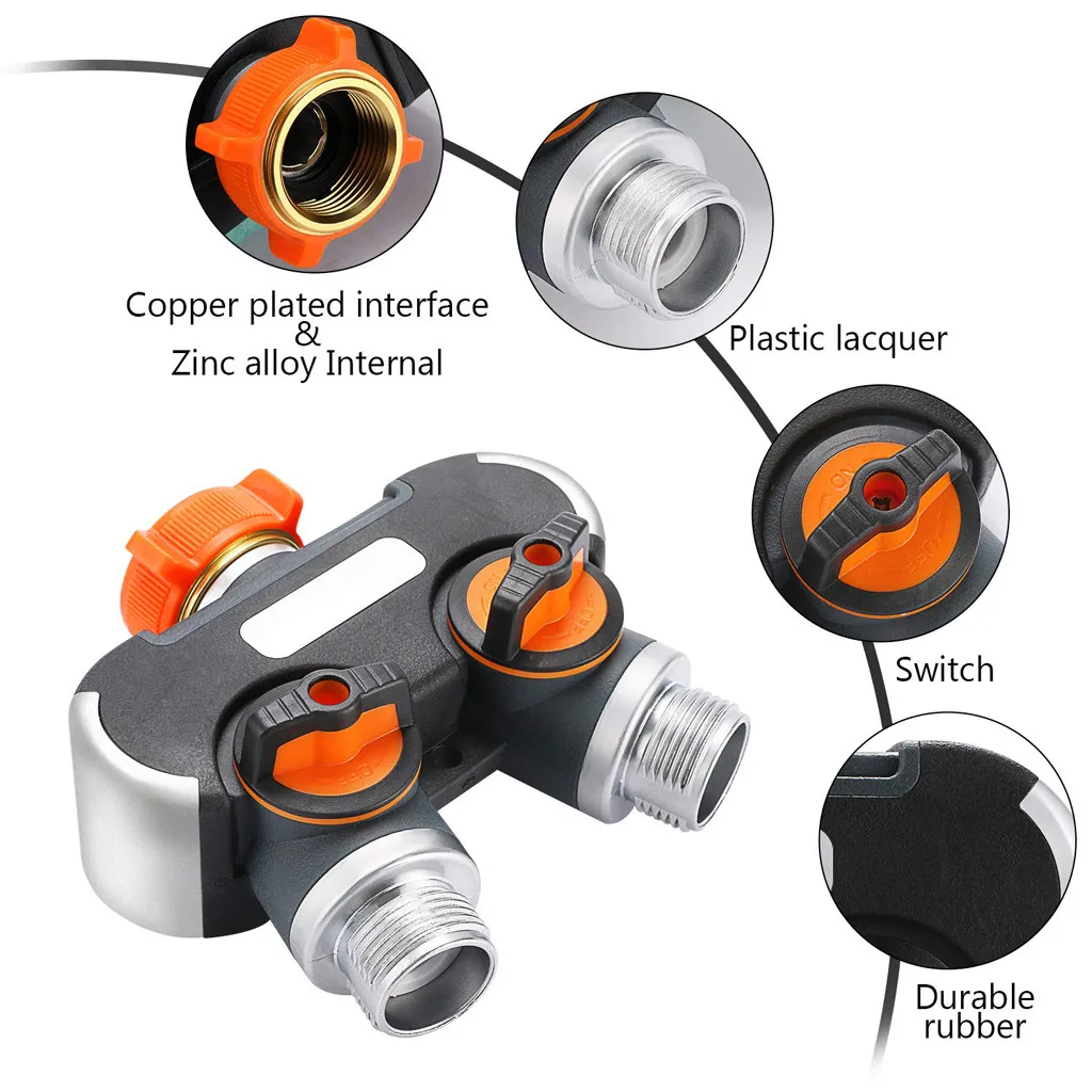 Разветвитель для садового шланга 2 способа Прорезиненные соединители шланга крана распределитель воды Новое поступление#0531