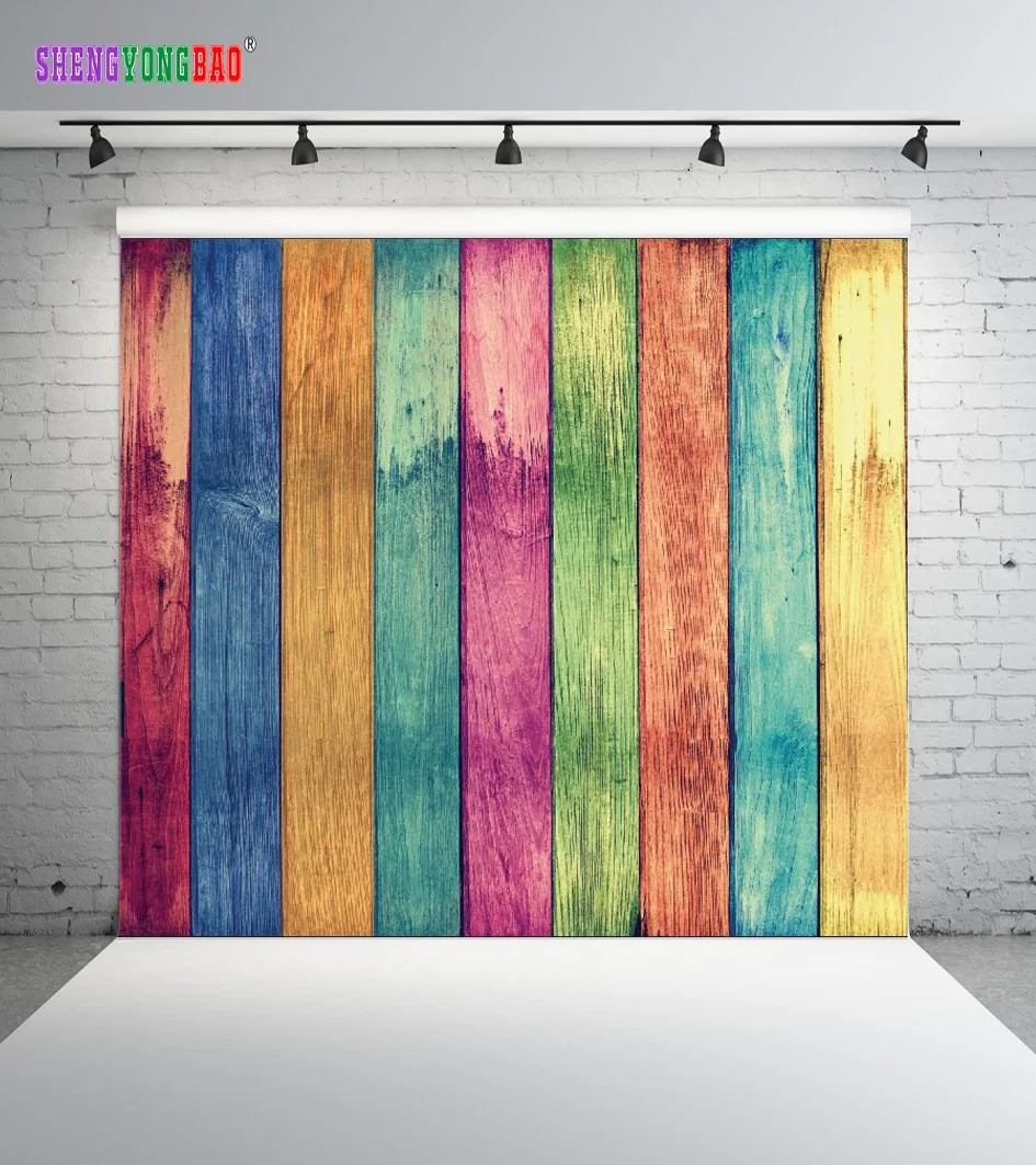 

SHENGYONGBAO Art Cloth Custom Backdrops for Photography Wood planks theme Background SZ-85