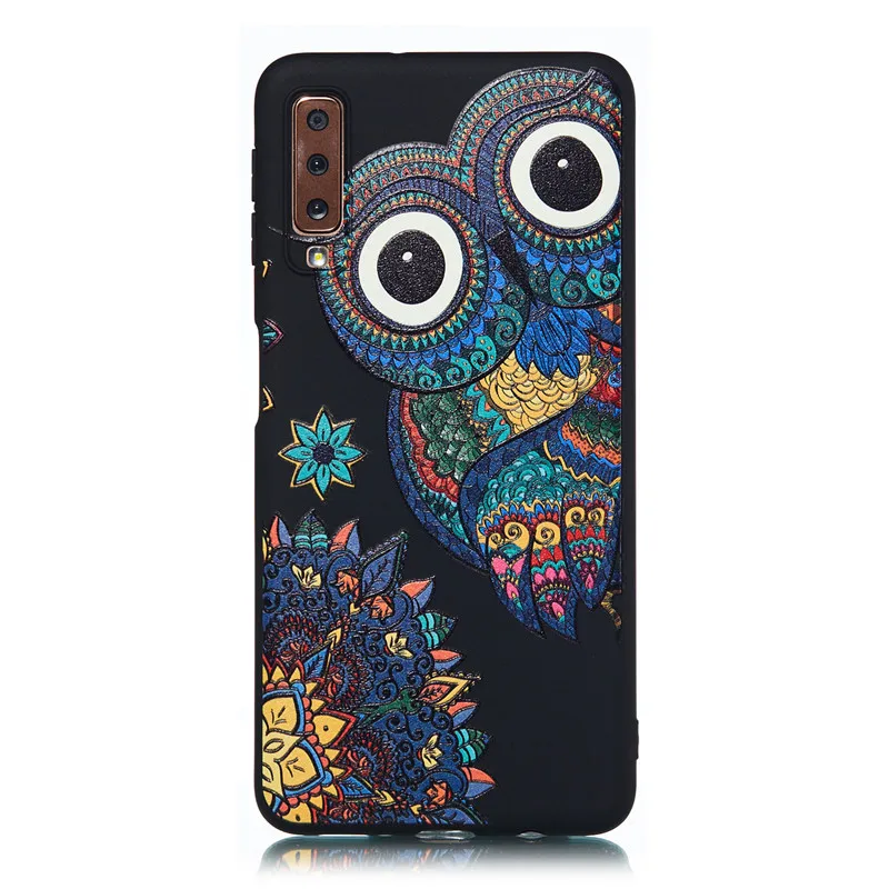 Чехол для Samsung Galaxy A7 2018 A750 задняя крышка из мягкого ТПУ матовая картина сова перо