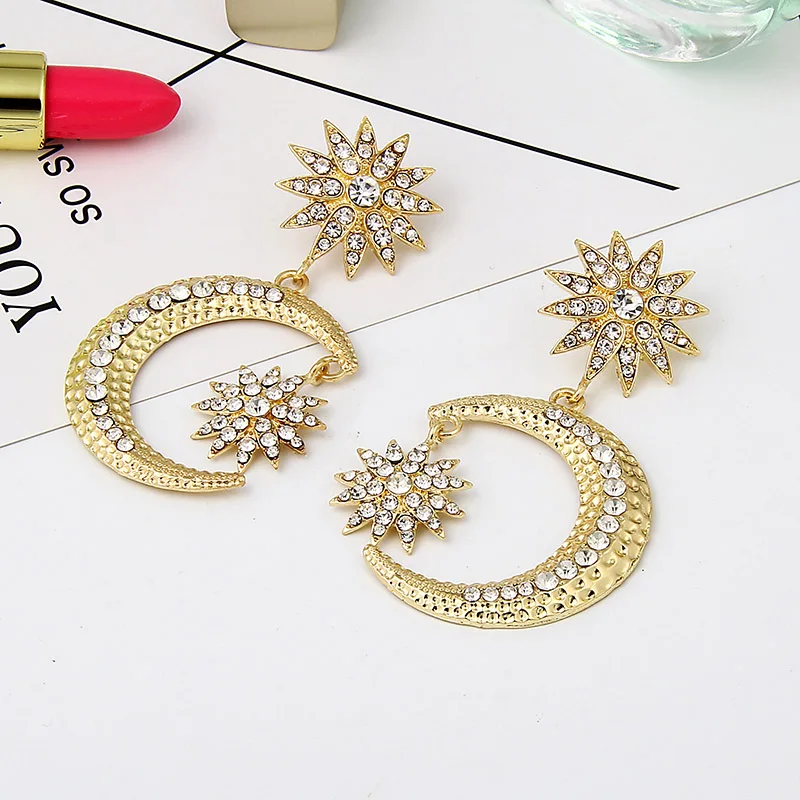 Itenice-Fashion-Jewelry-Moon-Pendant-Crystal-Inlay-Bohemia-Classic-Style-Zinc-Alloy-Drop-Earrings-For-Women - 