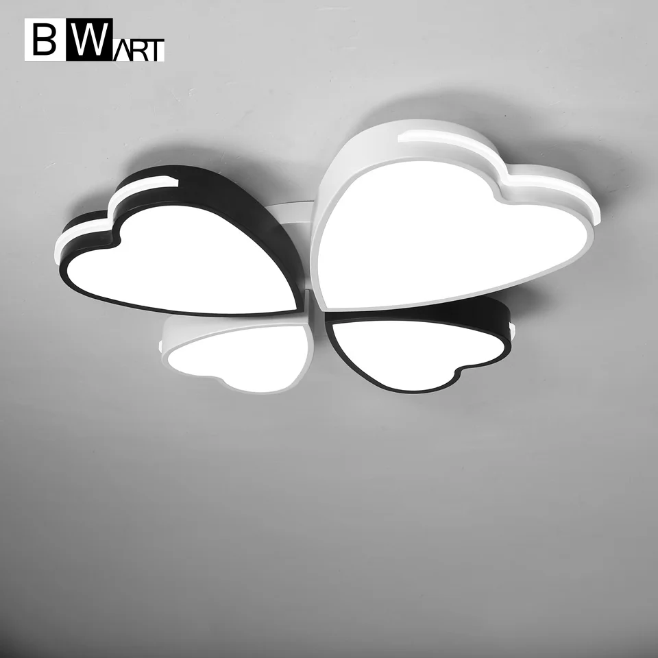 

BWART Modern led Ceiling chandelier light Smart Remote Black White Kawai heart fixture chandelier for dining living room bedroom