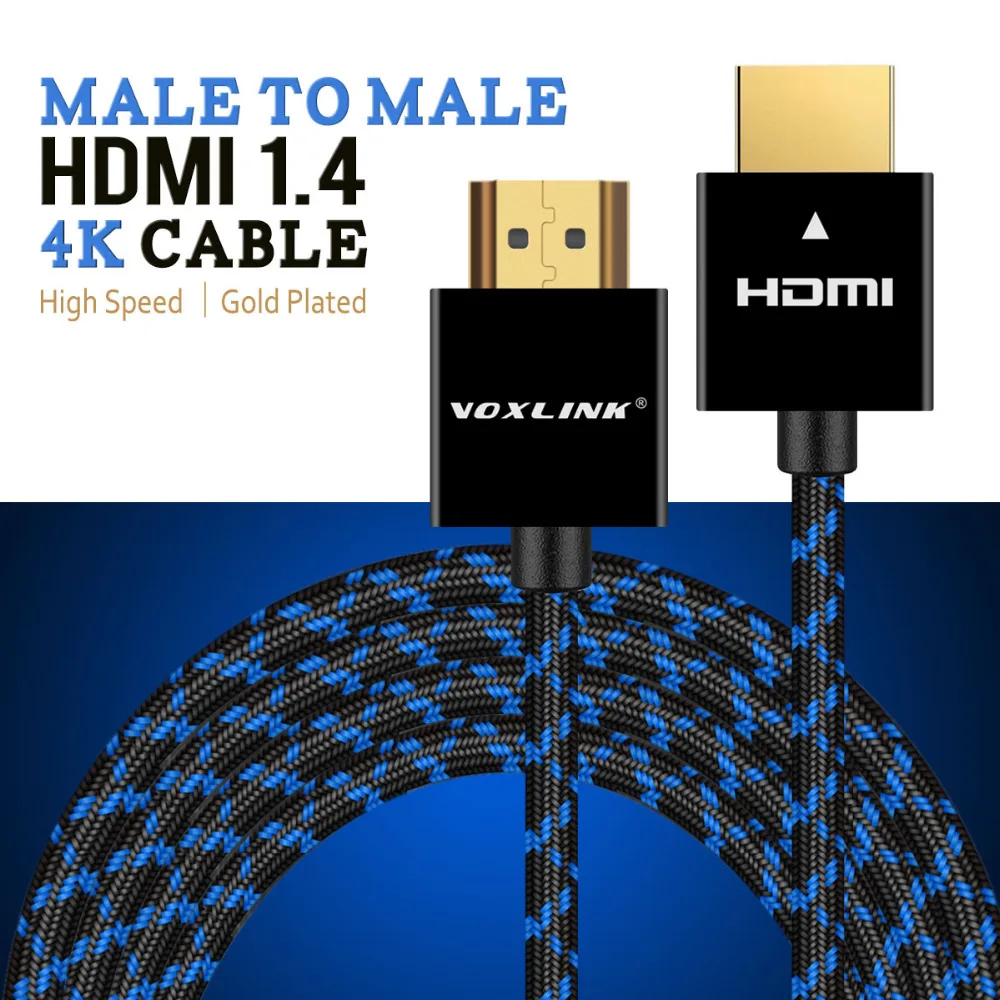 VOXLINK 4K* 2K HDMI кабель для ТВ ноутбука проектор высокоскоростной Премиум V1.4 1080P 3D HDMI к HDMI кабели 1 м/1,5 м/1,8 м/3 м