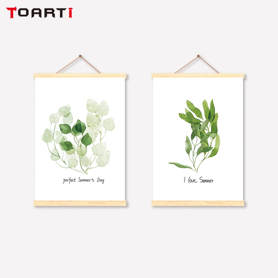 

Nordic Green Leaf Scroll Canvas Painting Summer Quotes Posters Prints Decorative Wall Art Pictures For Living Room Bedroom Home
