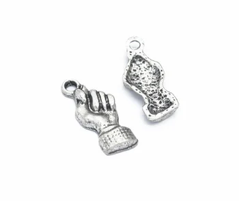 

130pcs Exquisite fist hand Charms 22*9mm Pendant Antique silver bronze earring bracelet necklace Handmade accessories Jewelry