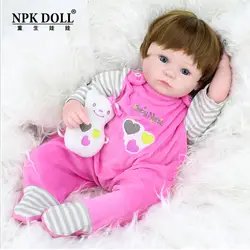45 см новые силиконовые голову рукой ткани тела Reborn Baby Doll Дети Playmate подарок для девочек детские мягкие игрушки для букетов куклы bebe Reborn
