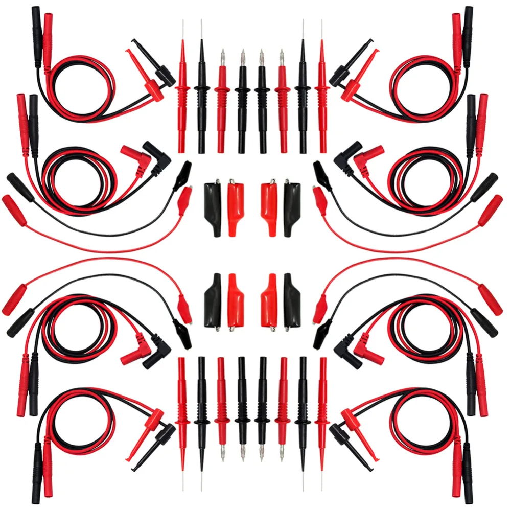 AideTek needle tipped tip test leads set for multimeter Four alligator clips with removable insulator 4TLP20158 | Инструменты