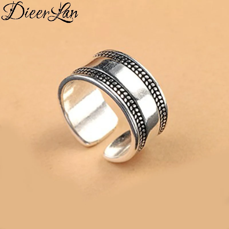 DIEERLAN Bijoux модные богемные антикварные панк большие кольца винтажные Свадебные украшения 925 пробы серебряные кольца для женщин