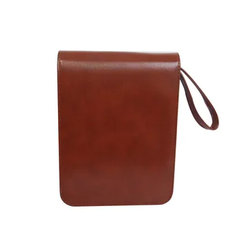 

coffee Large 24 Faux Leather Fountain 48 Pens Pencil Case Storage Zip Bag Holder W