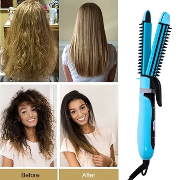 

3 in 1 Professional Hair Salon Styling Tool Hair Multifunctional Straightener &Curler &Temperature Adjustment Tool Fast Heating