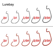 Lurebay 50 шт. высокоуглеродистой Сталь кривошипно Крючки набор 5 размеров мягкие приманки рыбы Крючки Крючок Рыболовные снасти с коробка для хранения 2 цвета
