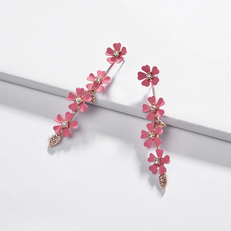 

New Fashion Flower Leaf Dangle Earring Female Vintage Elegant Crystal Charm Long Pendant Statement Ear Jewelry 2019 Wholesale
