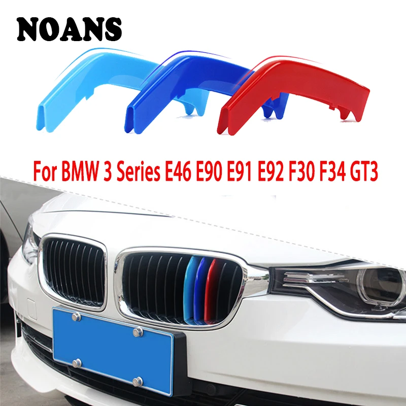 

3pcs For BMW E46 Accessories BMW E90 F30 F34 E91 E92 E93 3 Series GT GT3 M Performance Front Grille Trim Strips Cover Stickers