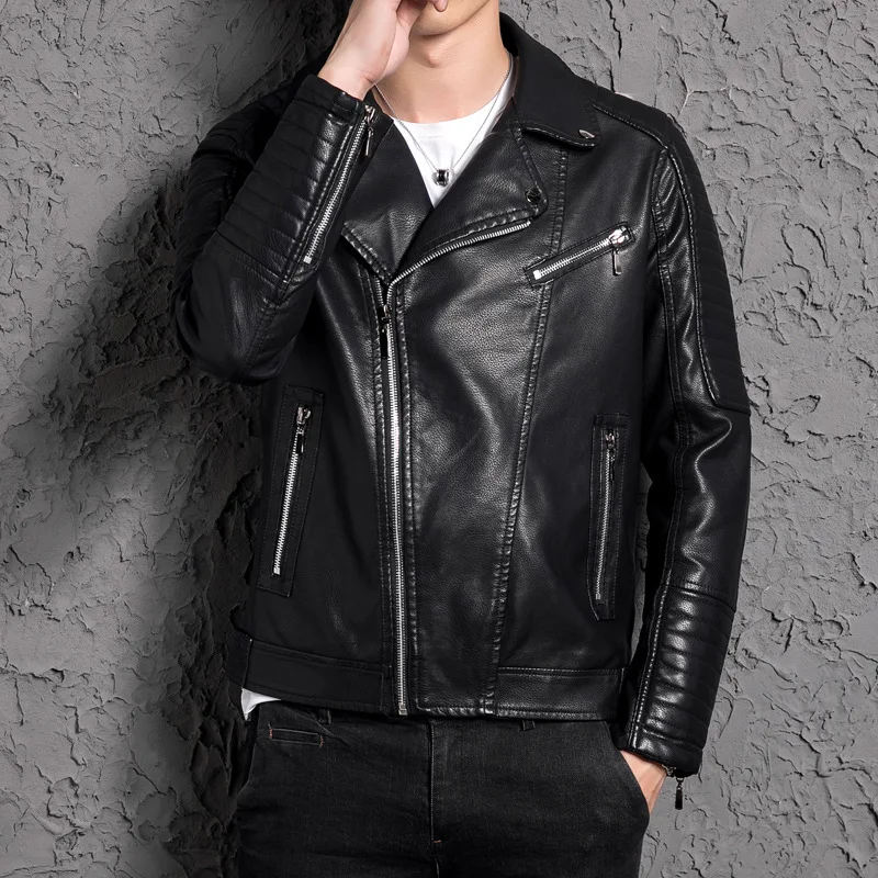 Мужские кожаные новые весенние свободные Модные Джокер Молодежные деловые куртки для отдыха из искусственной кожи мужская одежда