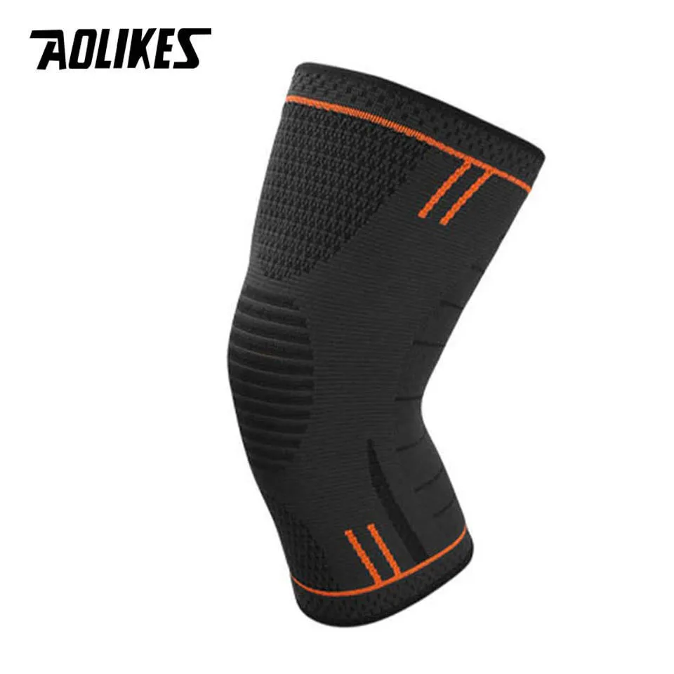 AOLIKES 1 шт. компрессионный наколенник поддержка рукав бег тренажерный зал Спорт суставы облегчение боли Баскетбол волейбол безопасность - Цвет: Orange