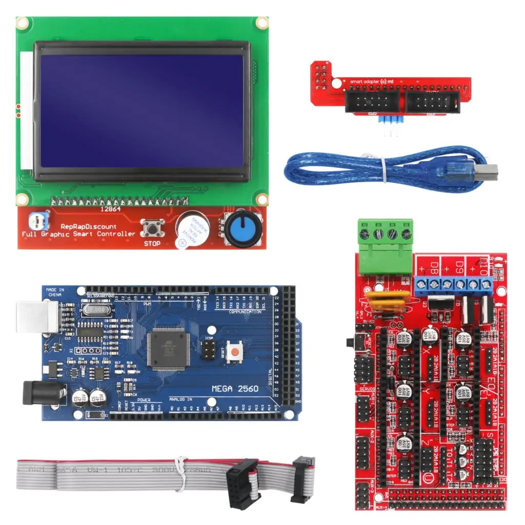 3D-принтеры Starter Kit в том числе Мега 2560 R3, пандусы 1,4 контроллер, ЖК-дисплей 12864 для Arduino