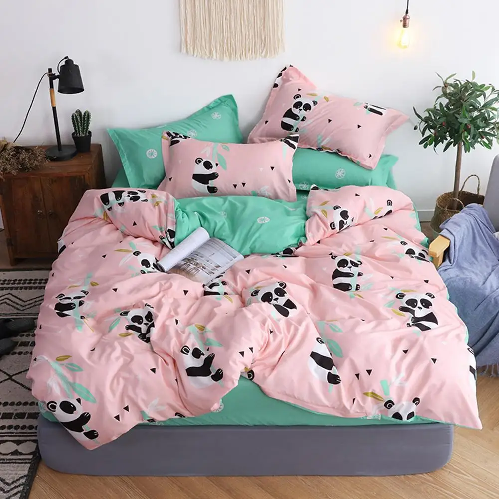 

3/4Pcs Panda Print Bedclothes Bedding Set With Pillowcase Pillow case Duvet Cover Sets Bed Linen Single Double Full King Size