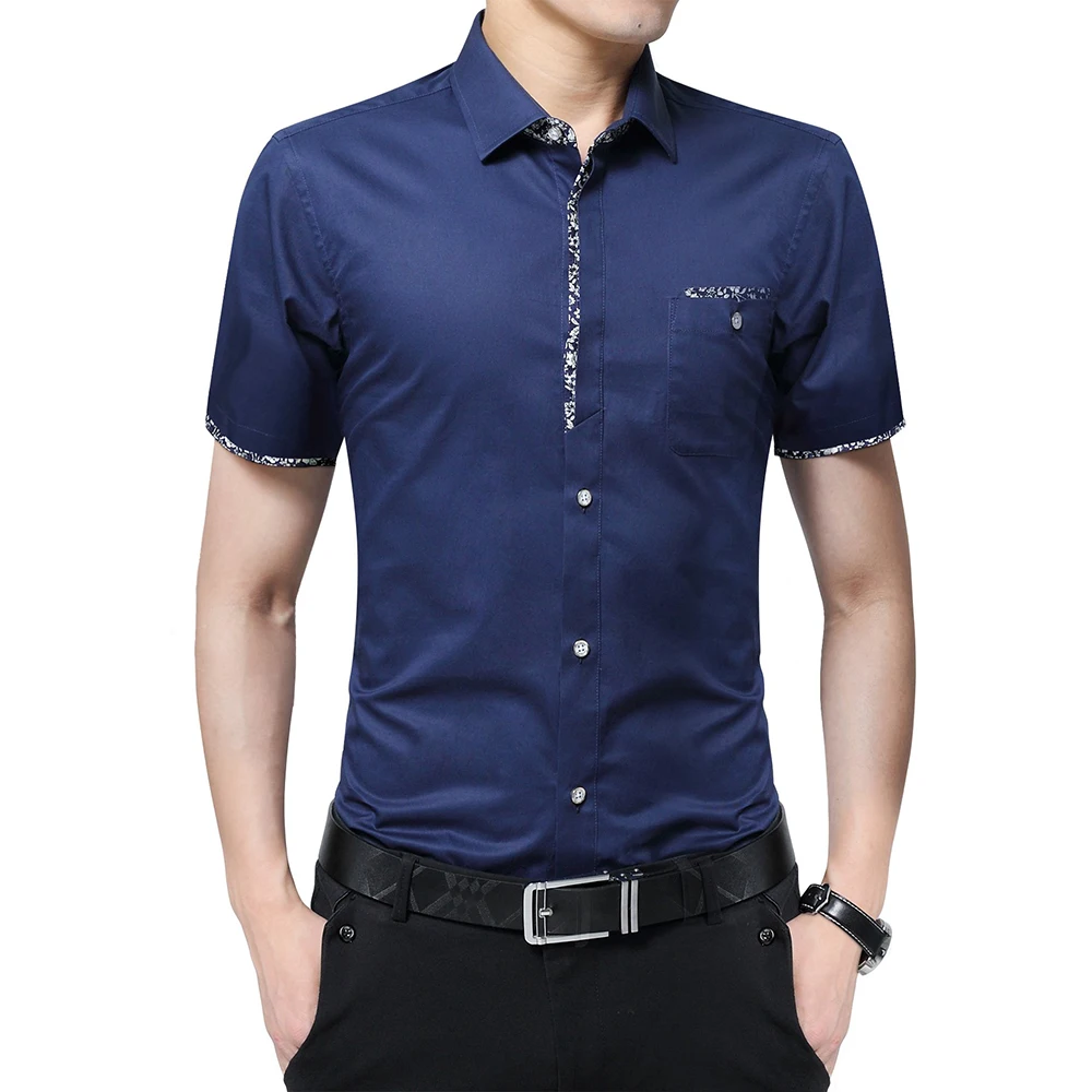 TFETTERS Placket Fashion Design Men Shirt Short Sleeve Plus Size Summer ...