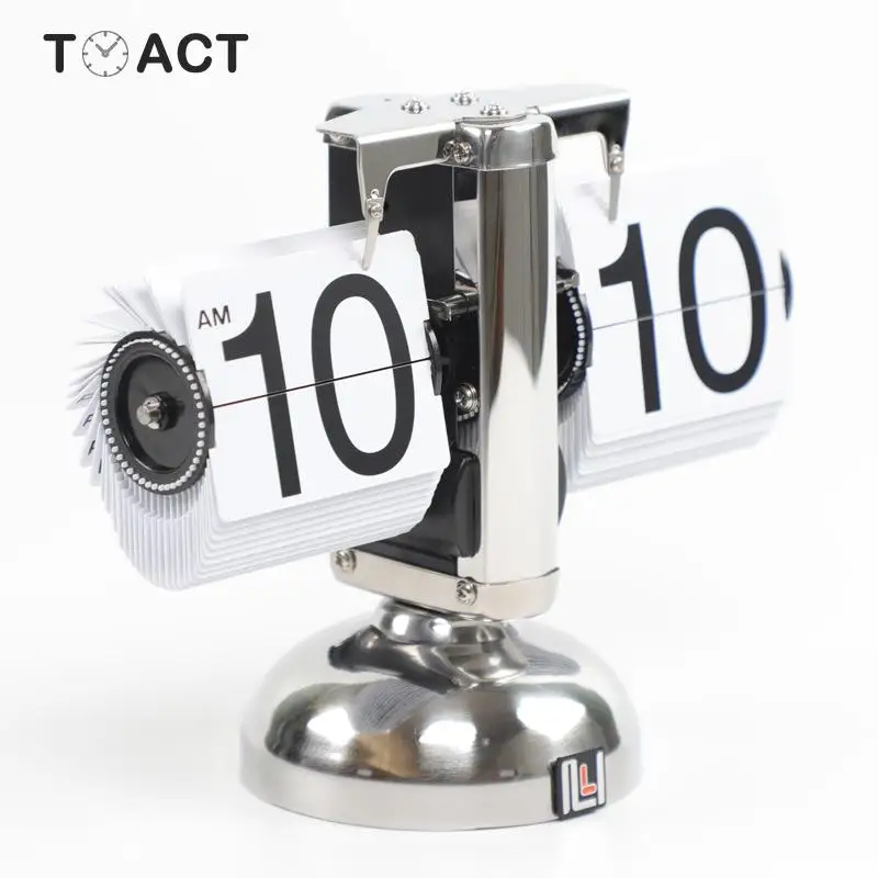 Цена Настольные часы маленькие весы Ретро Флип настольные часы из нержавеющей стали Флип внутренний механический привод кварцевые часы