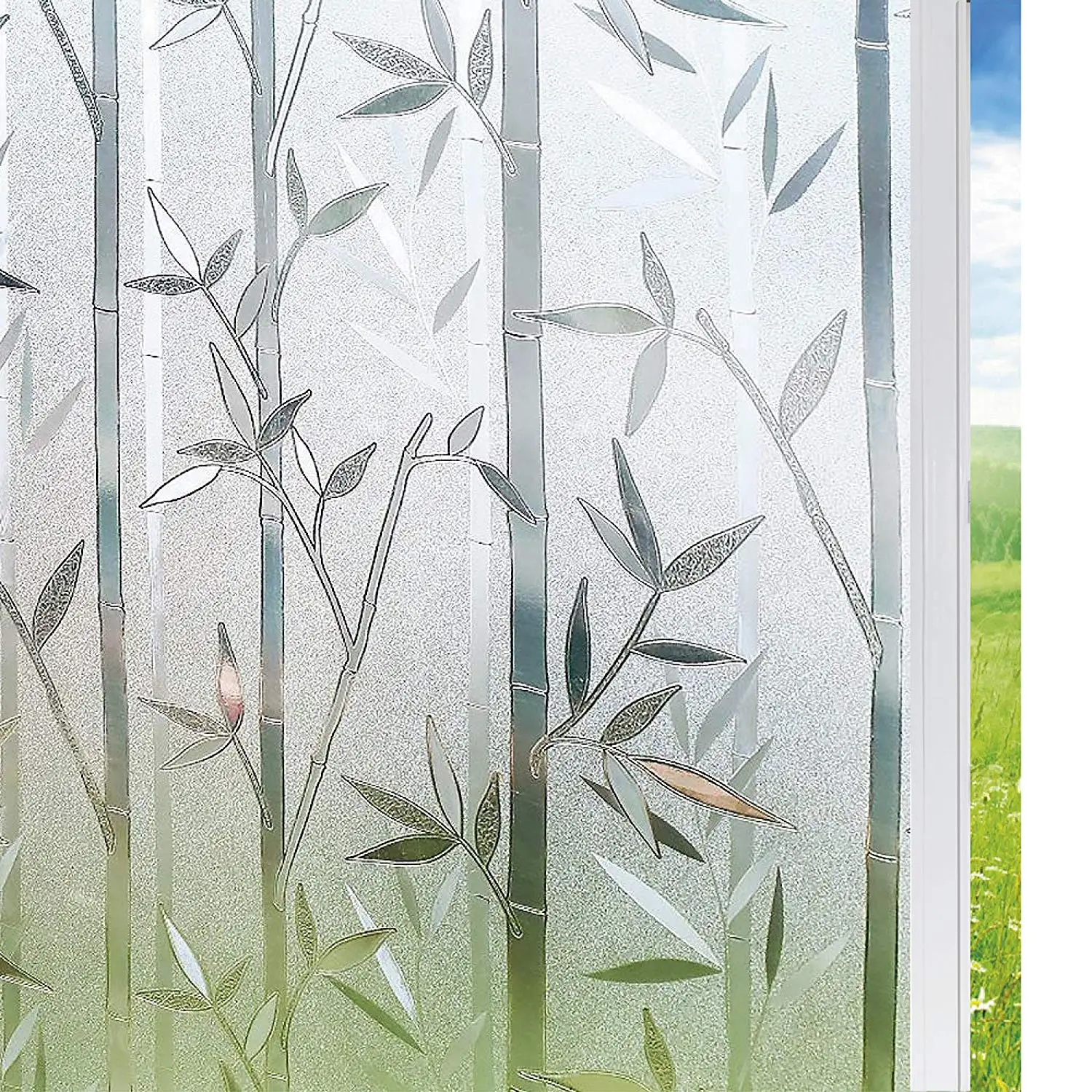 Funlife 90x200cm Privacy Window Film Frosted Film Decorative Window Cling Anti-UV Glass Films Vinyl Self-adhesive Bamboo Films