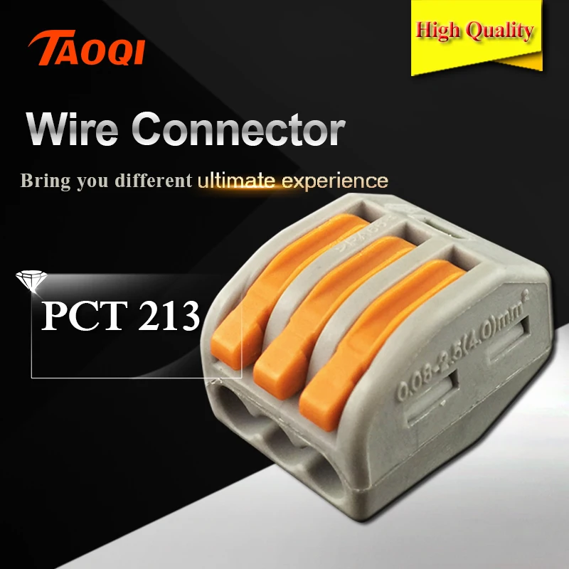 

PCT-213 1pieces/lot 222-413 Universal Compact Wire Wiring Connector 3 pin Conductor Terminal Block with Lever 0.08-2.5mm2