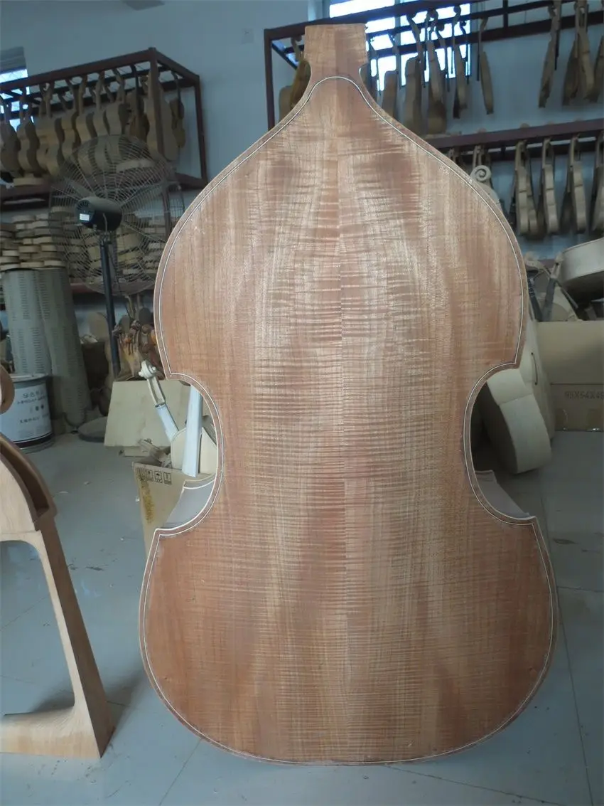 

Hand carved white/unfinished 3/4 upright bass,spurce top/Plywood back