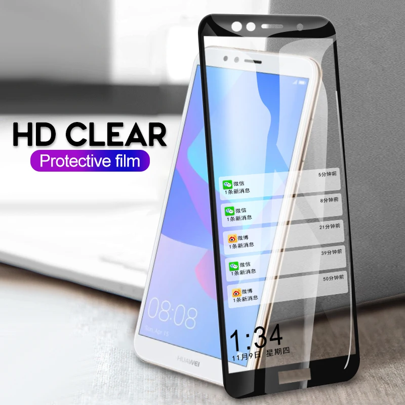 

Full Cover Protective Tempered Glass For Huawei Y9 2018 Y7 Prime Y9 Y5 2019 Screen Protector For Huawei Y6 Pro 2017 Glass Cover