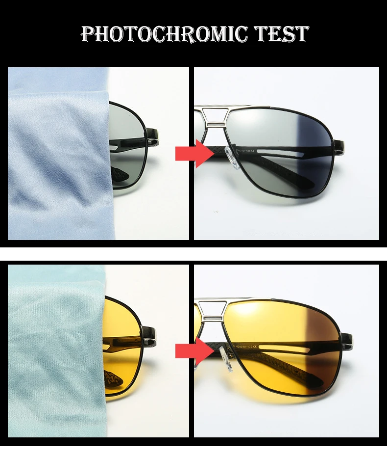 Фотохромные солнцезащитные очки для мужчин пилот поляризованные солнцезащитные очки ретро авиация очки ночного видения для мужчин Хамелеон очки