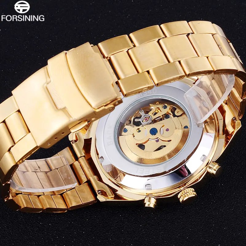 FORSINING العلامة التجارية الرجال التلقائي الساعات الفاخرة الهيكل العظمي ساعات آلية الرجال الذهب ساعة من الفولاذ المقاوم للصدأ Relogios Masculino FORSINING العلامة التجارية الرجال التلقائي الساعات الفاخرة الهيكل العظمي ساعات آلية الرجال الذهب ساعة من الفولاذ المقاوم للصدأ Relogios Masculino