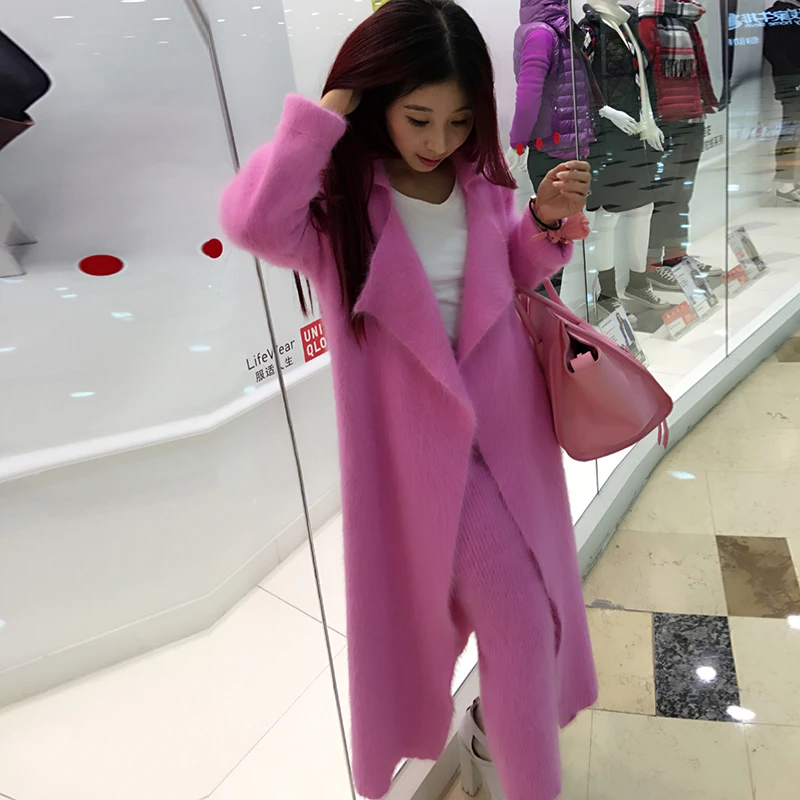 

2019 new Winter women real mink cashmere coat with longer skirt Plush mink cashmere sweater long coat free shipping JN448