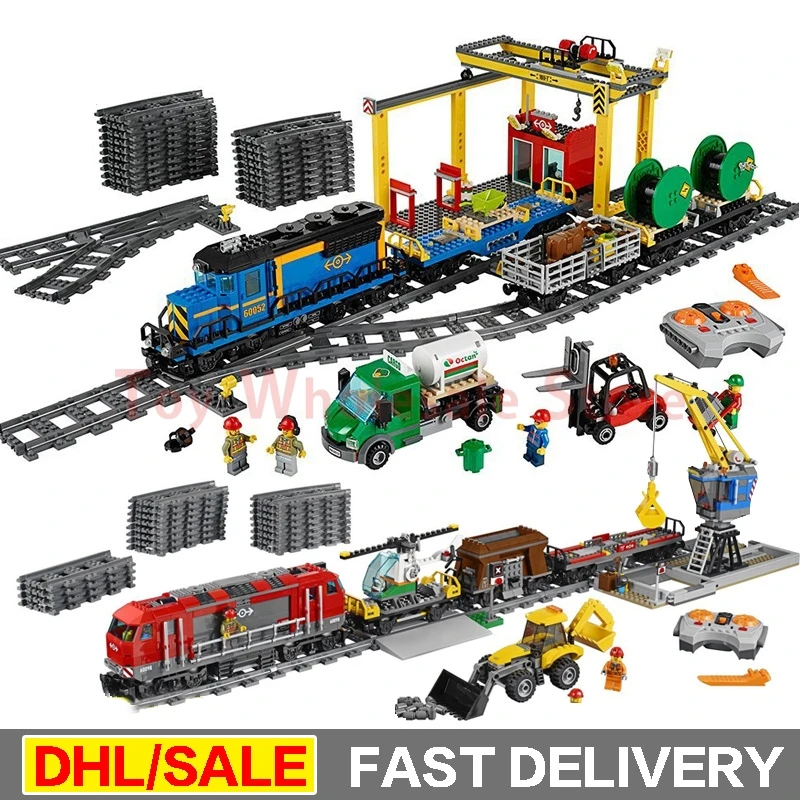 

IN STOCK H&HXY 02008 + 02009 The Cargo Train Set 959Pcs City Series Building Blocks Bricks Educational Toy Children Gift lepin