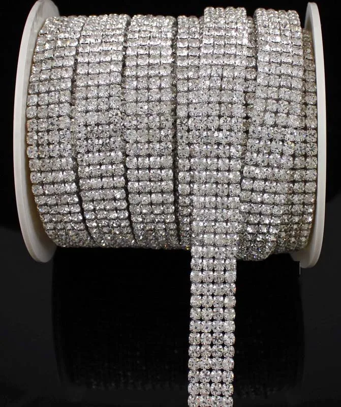 1M SS12 Rhinestone Chain Trim Diamante Crystal Silver Cake Decorations Toppers