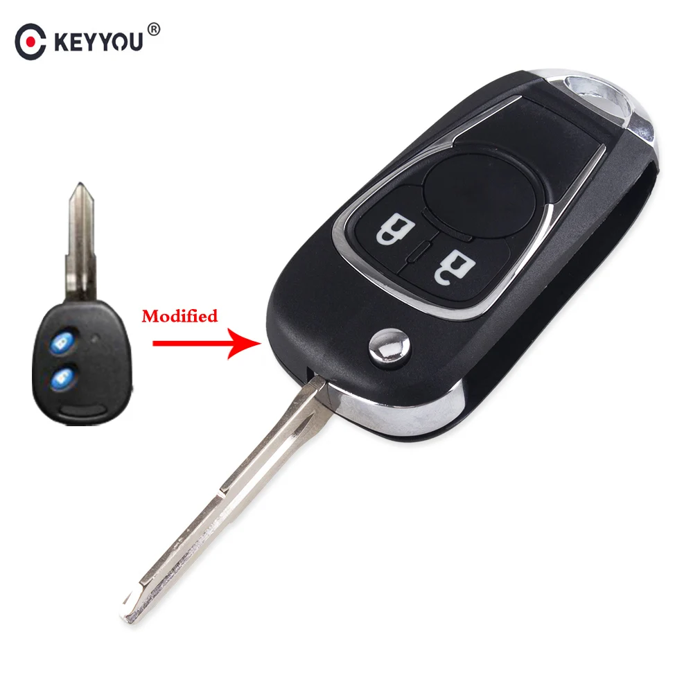 

KEYYOU Modified Flip Folding Key Shell Fob 2 Buttons For Chevrolet Spark Cruze Aveo Remote Key Shell Cutting Service Left Blade