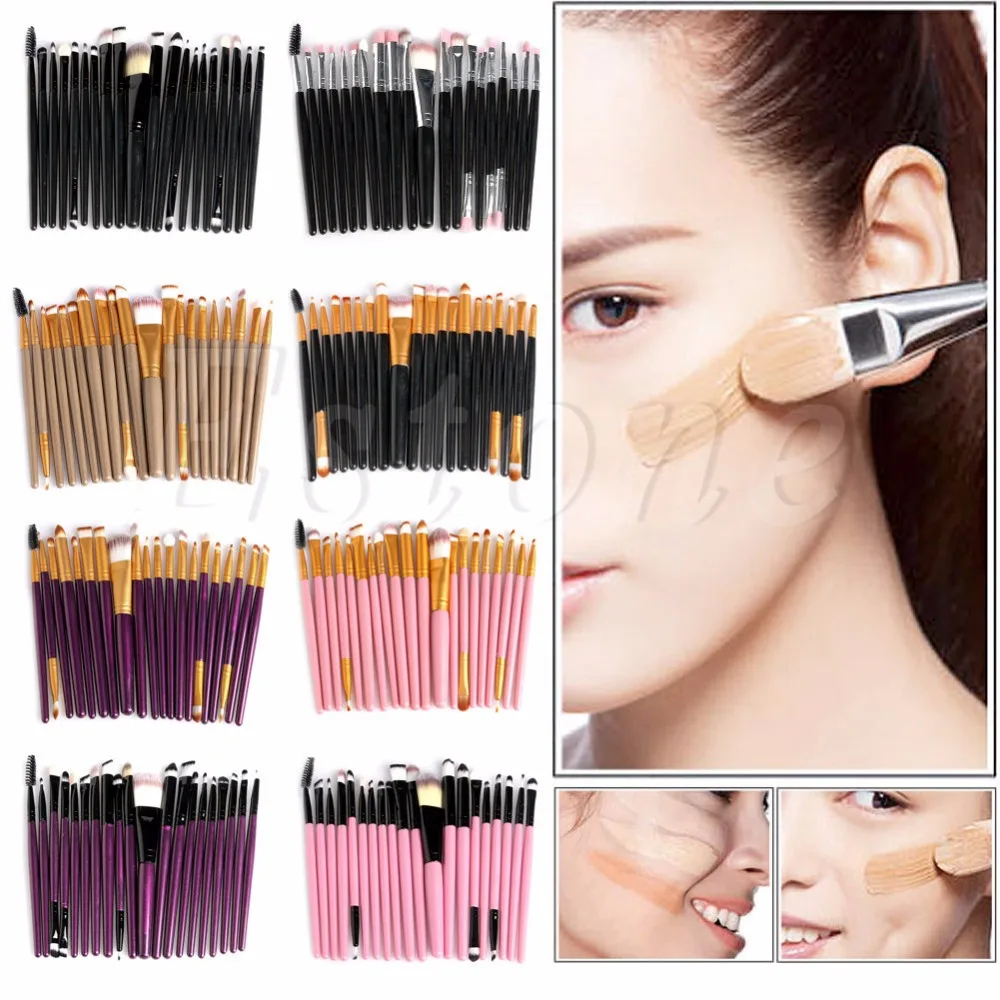 

HUAMIANLI 20 Pcs Pro Makeup Brushes Eyeshadow Eyeliner Lip Powder Foundation Cosmetic Set High Quality
