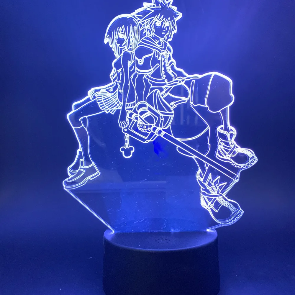 Светодиодный 3d-ночник игра Королевство Сердца Sora Kairi фигурка для спальни декоративное ночное освещение дети ребенок крутая Подарочная настольная лампа 3d