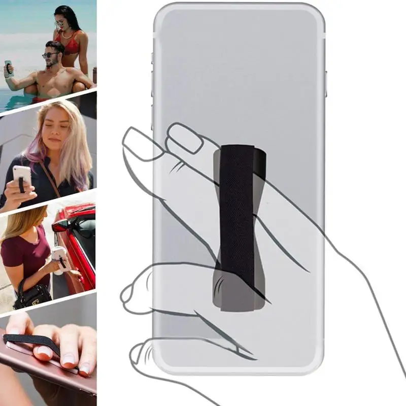 Черный ремешок для мобильного телефона с одной рукой, с ремешком на спине, поддержка мобильного телефона, противоскользящий