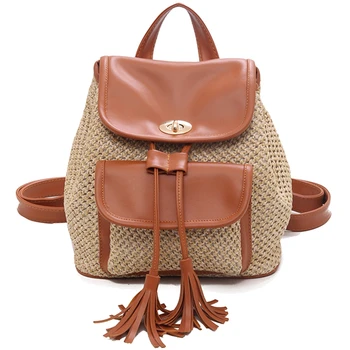 

Fashion Straw Woven Backpack Ladies Backpack Summer Girl Quality Backpack Travel Bag Backpack Backpack