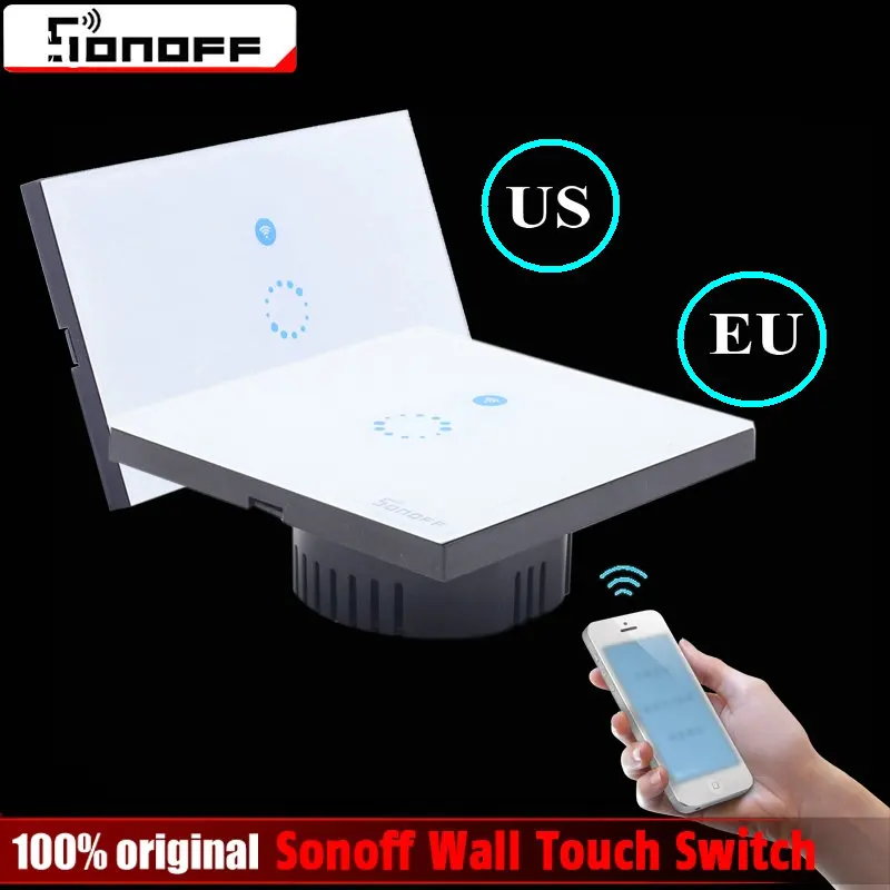 Sonoff Touch US EU Plug настенный Wifi светодиодный светильник переключатель стеклянная панель сенсорный таймер переключатель для умного дома беспроводной пульт дистанционного управления