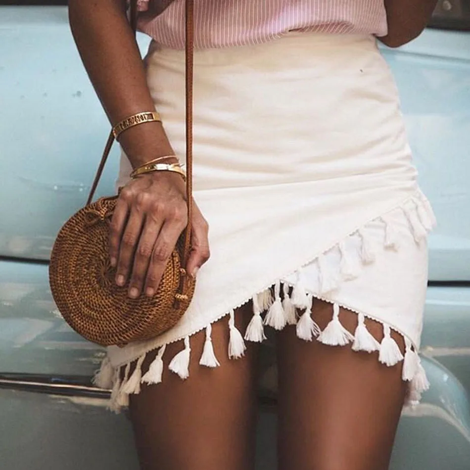 Солнечный пляж круглые соломенные сумки для женщин Летняя ротанговая сумка ручной работы тканая пляжная сумка через плечо круглая богемная сумка