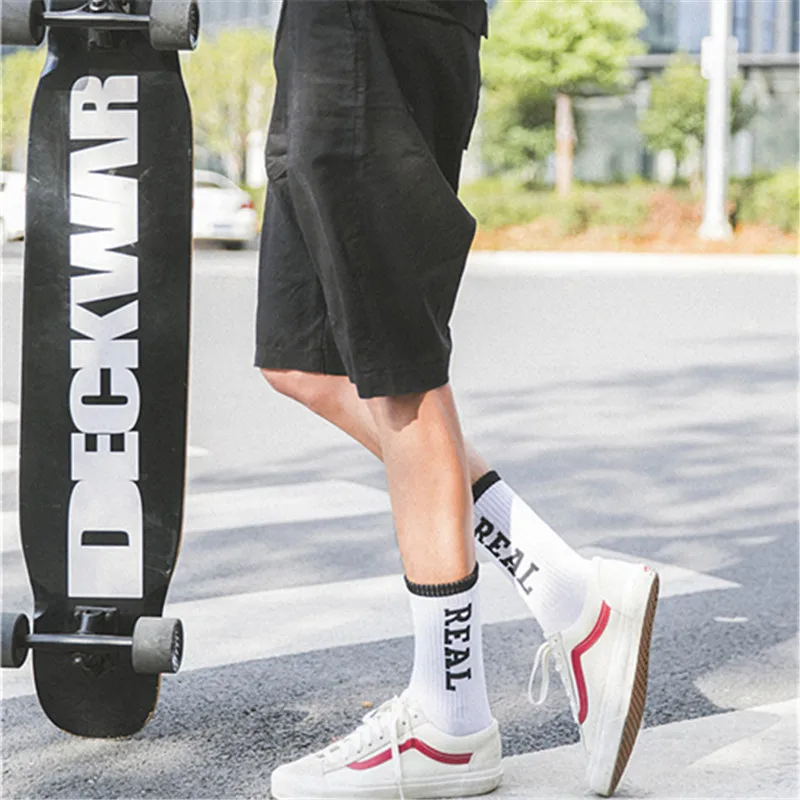 Новая мода хип-хоп мужские носки скейтборд пот письмо Harajuku дезодорант носки повседневные однотонные черные золотые высокое качество бренд Crew