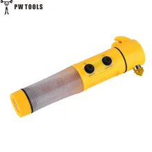 PW инструменты 4 в 1 автомобиль Предметы безопасности Молоток высокое качество Портативный Многофункциональный Предметы безопасности Молоток со светодиодной мигающий свет побег инструмент