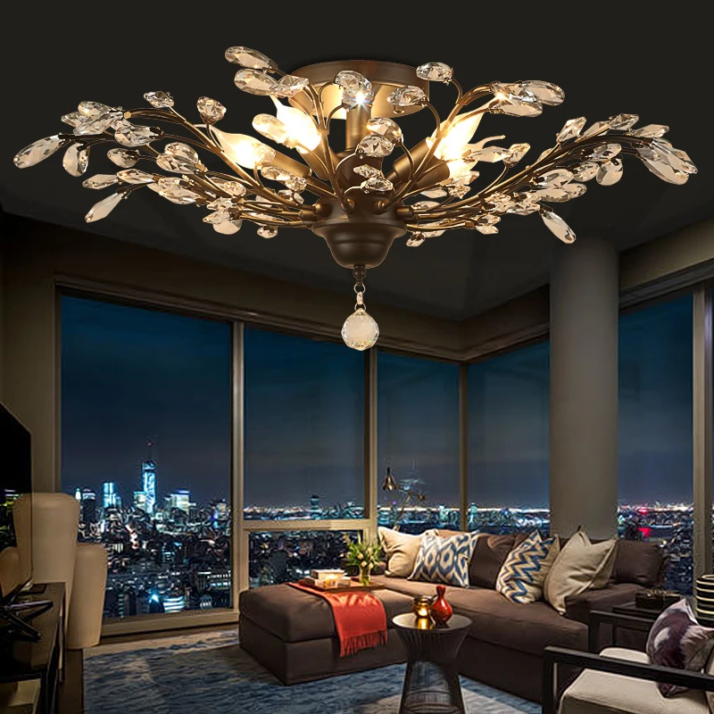 

Crystal Ceiling Lights Retro Crystal Light Vintage Light for Coffee Bar Restaurant Lighting (Black or Gold )
