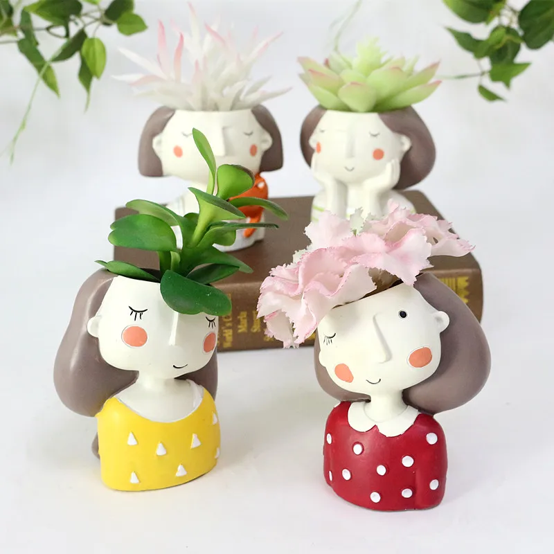 Flone European Style Succulent Plants Planter Pot Flower Girl Plants Vase Mini Bonsai Plants Flower Pot Home Office Decor Craft (5)