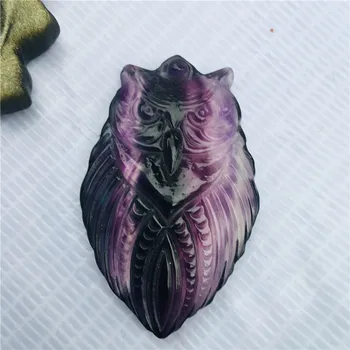 

Natural crystal quartz fluorite owl ornamental animal