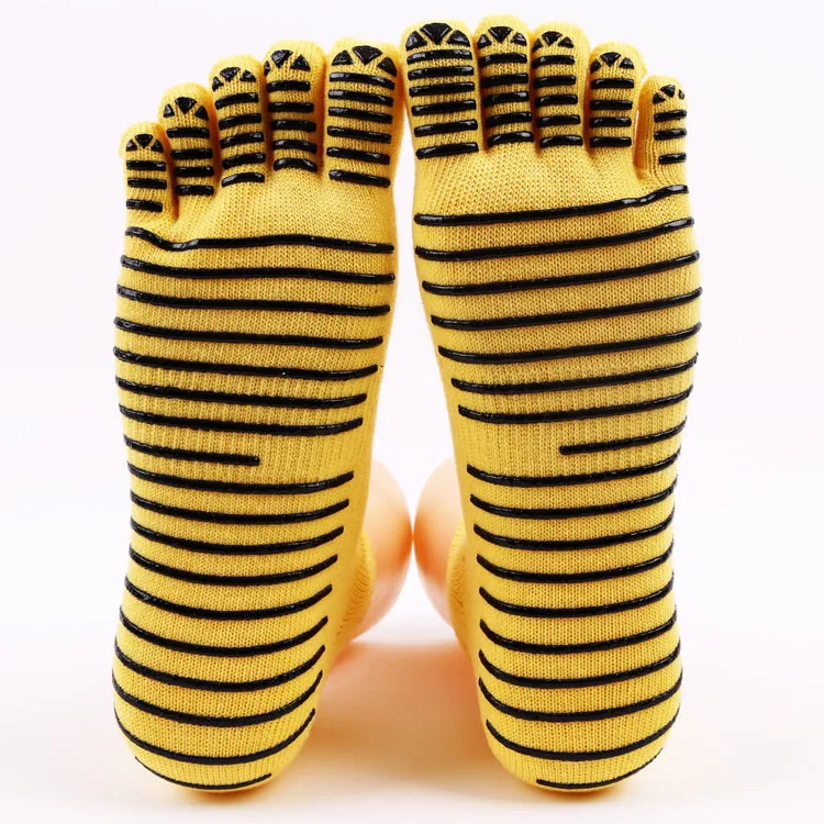 Профессиональный бренд Для женщин носки для йоги, пилатеса и хлопчатобумажной ткани на нескользящей подошве на пять пальцев Фитнес спортивные носки лодыжки сцепление прочный для занятий йогой Носки