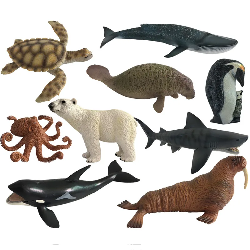

2019 new Action Figure Ocean Sea Animals Toy Octopus Turtle Bear Polar Penguin Learning Educational Simulation Model For Kids #A