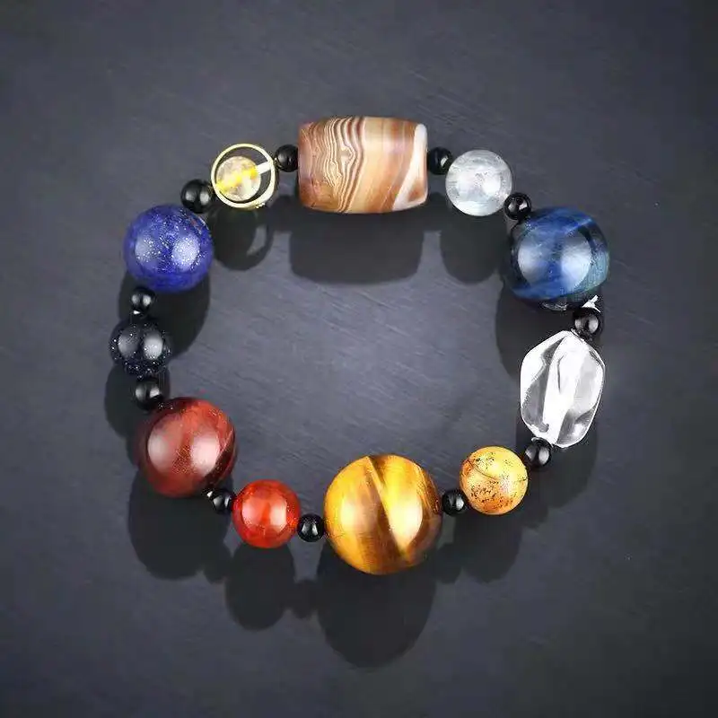 Браслет из бисера на восемь планет, мужской браслет из натурального камня, Вселенная, Йога, чакра, солнечный браслет для мужчин, ювелирное изделие, Прямая поставка MY3 - Metal Color: Planet 4