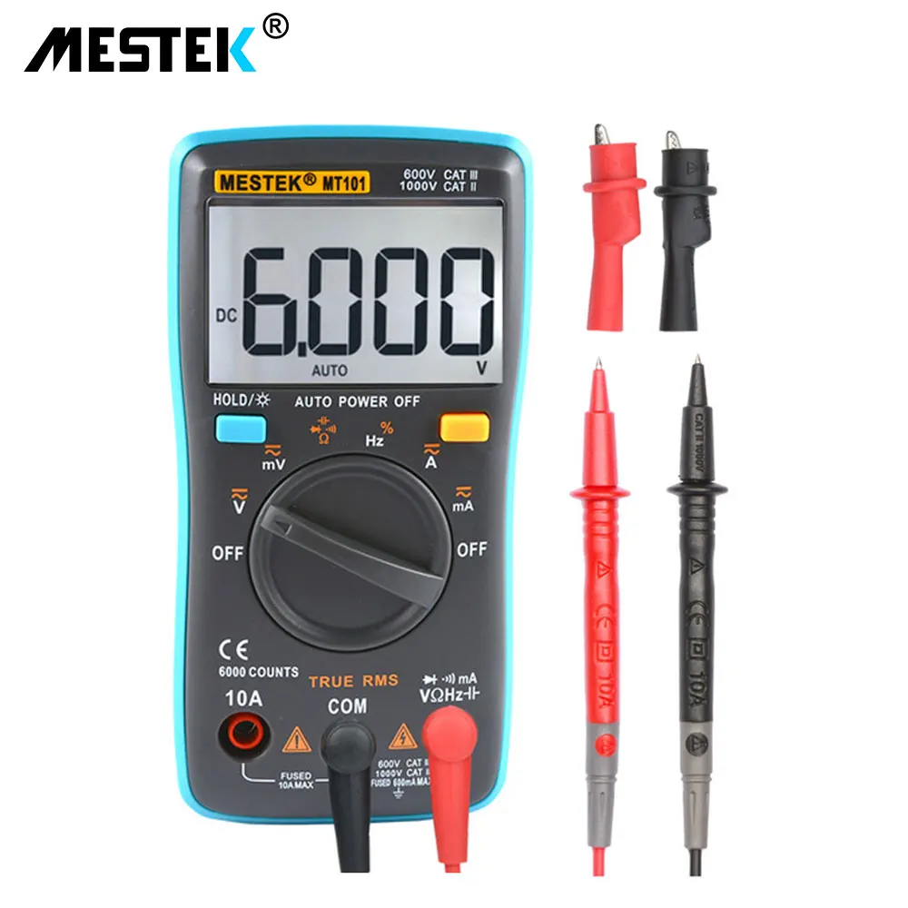 

MESTEK Digital Multimeter MT101 102 Multimetro DC AC Voltage Current Meter Resistance Diode Temperature Tester Ammeter Voltmeter