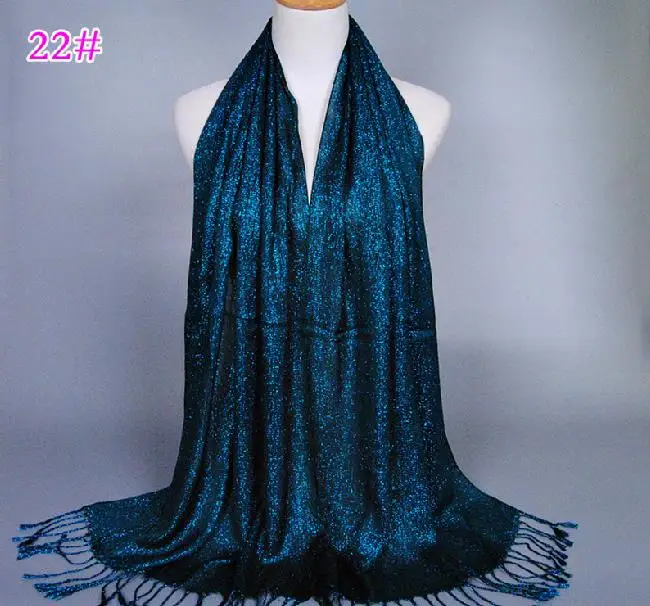 KL226 мусульманский хиджаб модный платок с кисточками тюрбан женский головной убор золотая нить Hoofddoek шарфы 170-60 см - Цвет: 12