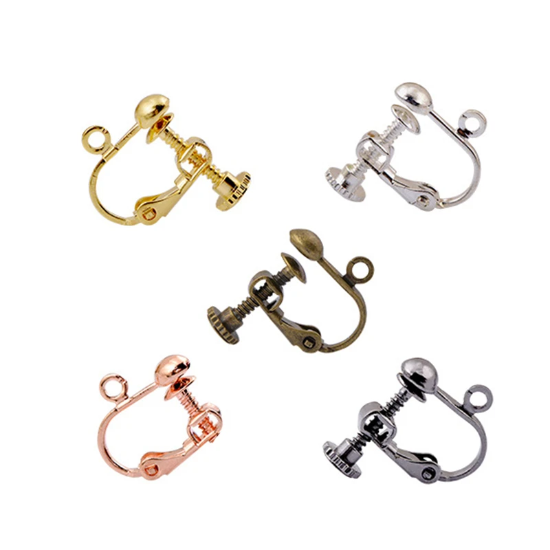 6 Pairs Adjustable Screw Clip on Earring Clips for Jewelry Making Grey Black