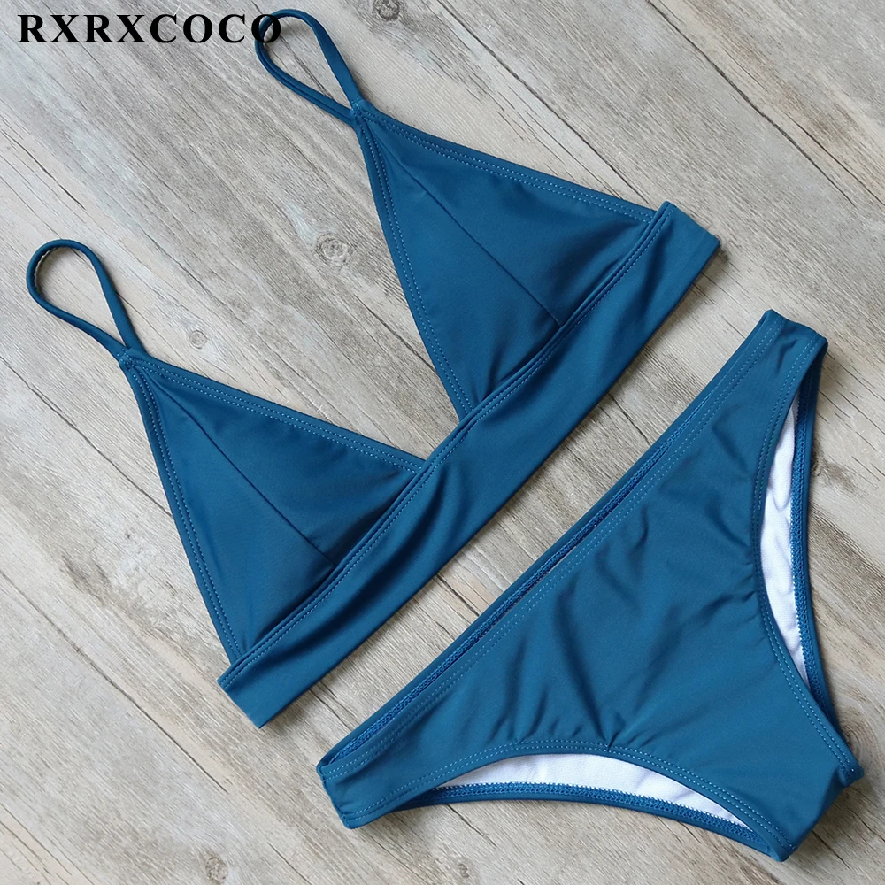 RXRXCOCO الساخن مثير البرازيلي بيكيني 2018 النساء ملابس السباحة دفع ما يصل ضمادة السباحة ثوب السباحة الإناث بحر مع وسادة